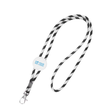 Buisvormige lanyard van polyester met kleurrijk gestreept design met jouw bedrukking