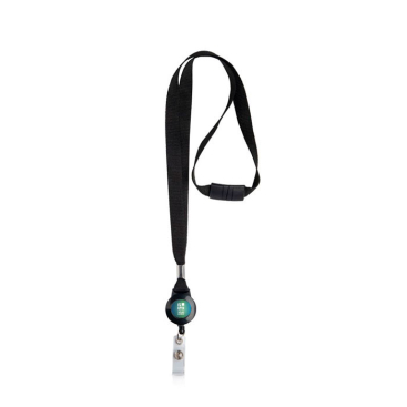 Polyester lanyard met intrekbare badgehouder en blokkeersysteem met jouw bedrukking