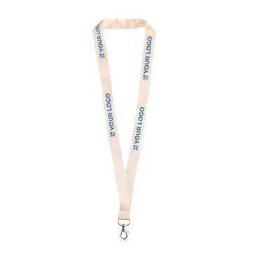 Klassieke lanyard in natuurlijke kleur, van biologisch katoen, 2 cm met jouw bedrukking