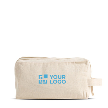 Canvas toilettas met dubbel compartiment en inbegrepen handvat
