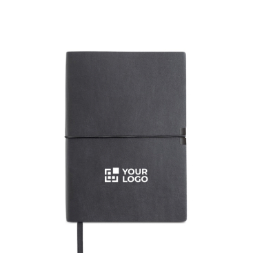 Blocnote van synthetisch leer met horizontale elastiek, A5 formaat