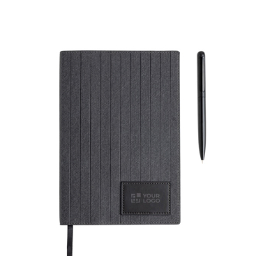 Notitieboek van synthetisch leer en metalen pen, A5, blanco pagina’s