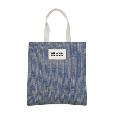 Jute tas met katoenen handvatten en stof met zigzagafwerking
