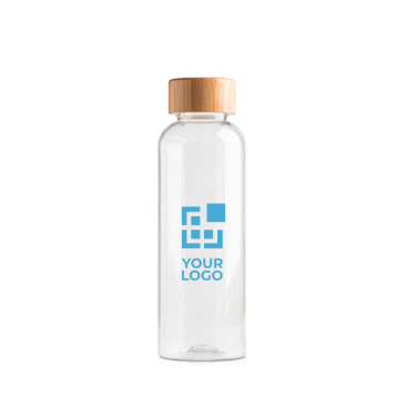 RPET-fles met bamboedop, 500 ml capaciteit met jouw bedrukking
