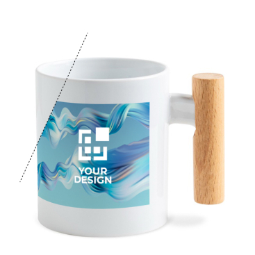 Keramische mok ideaal voor sublimatie met houten handvat 325ml