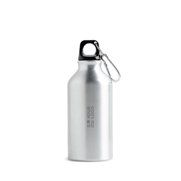 Fles van gerecycled aluminium met gekleurde dop en karabijnhaak 400ml