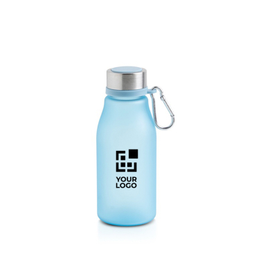 Matte fles van gerecycled plastic met karabijnhaak 350ml