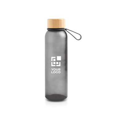 Matte drinkfles van gerecycled plastic met bamboedeksel 350ml