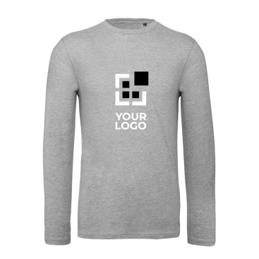 T-shirt voor heren met lange mouwen van biologisch katoen B&C met jouw bedrukking