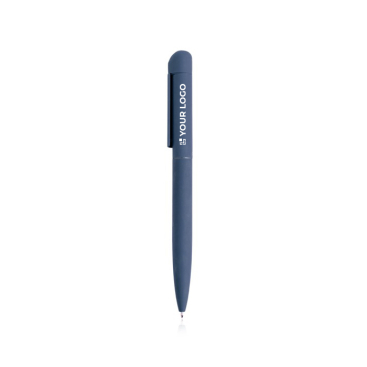 Elegante pen van gerecycled roestvrij staal met blauwe inkt