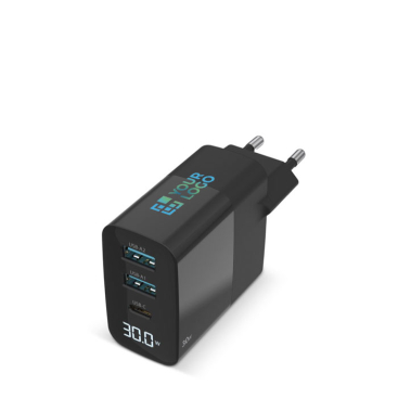 Wandoplader voor het opladen van meerdere apparaten met LED-scherm 30W met jouw bedrukking
