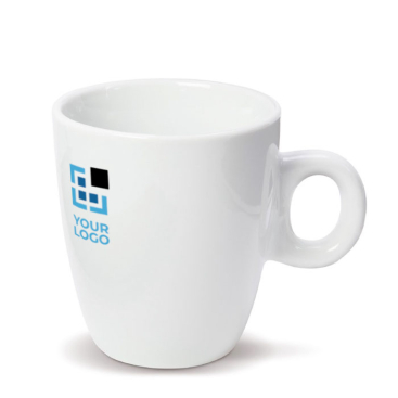 Witte keramische mok geschikt voor koffiemachines 200ml met jouw bedrukking