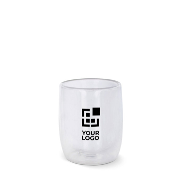 Glazen koffieglas met dubbele wand capaciteit van 230ml met jouw bedrukking