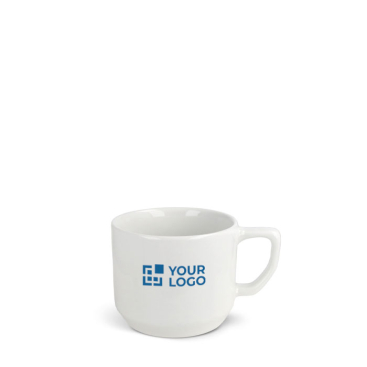 Witte keramische mok met compact rechthoekig handvat 250ml met jouw bedrukking