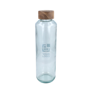 Fles van gerecycled glas met houten dop, in EU gemaakt 650ml