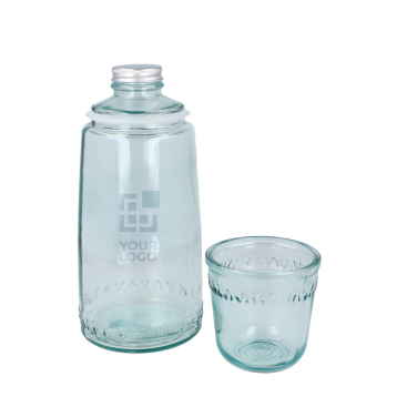 Karaf met metalen dop en bijpassend glas 1L,  gemaakt in EU