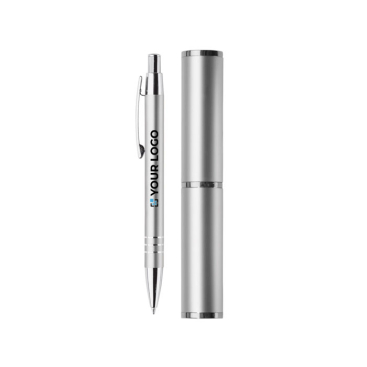 Aluminium pen met bijpassende buisvormige etui met jouw bedrukking