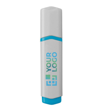 Witte markeerstift met gekleurde details en verschillende inktkleuren met jouw bedrukking