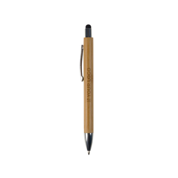Bamboe pen met gekleurde stylus voor touchscreen met jouw bedrukking