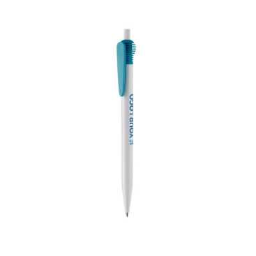 Witte plastic pen met origineel clipontwerp met jouw bedrukking