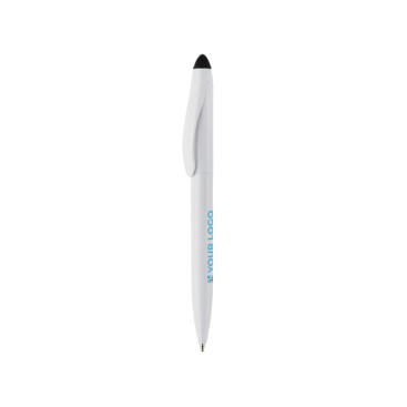 Plastic draaipen met zwarte stylus met jouw bedrukking