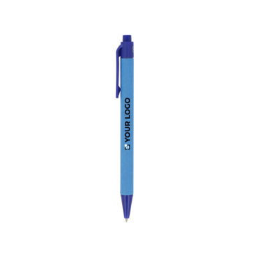 Gerecyclede monokleur plastic pen met blauwe inkt met jouw bedrukking
