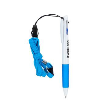 Balpen met grip en sleutelkoord met 3 kleuren