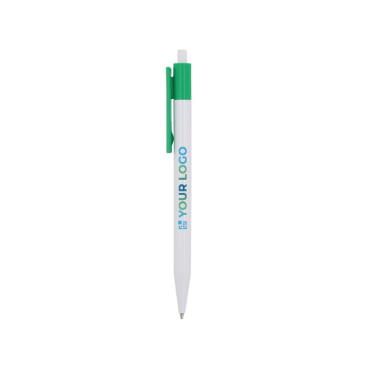 Plastic pen met gekleurde details aan de bovenkant met jouw bedrukking