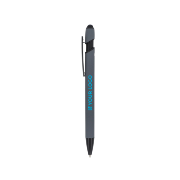 Gerecyclede aluminium pen met stylus, blauwe inkt