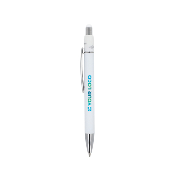Draaibare aluminium pen met metalen clip, blauwe inkt