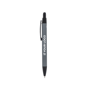Gerecyclede aluminium pen met soft-touch, blauwe inkt