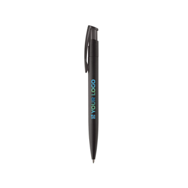 Kleurrije plastic pen met soft-touch afwerking met jouw bedrukking