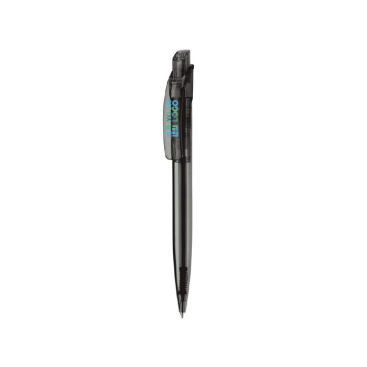 Transparante plastic pen met vierkante clip gemaakt in de EU met jouw bedrukking