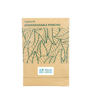 Eco poncho met capuchon van biologisch afbreekbaar materiaal 127x100cm met jouw bedrukking