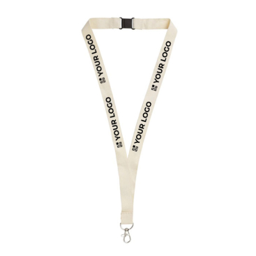 Lanyard van biologisch katoen met clip en karabijnhaak met jouw bedrukking