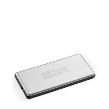 Powerbank met verlicht logo en ingebouwde kabel met jouw bedrukking