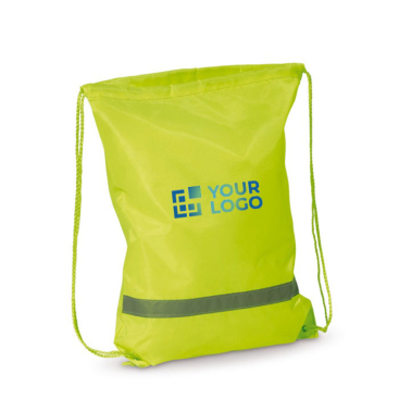 Polyester koordrugzak met horizontale reflecterende band met jouw bedrukking