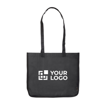 Gelamineerde non-woven tas in kleuren met witte zijkanten met jouw bedrukking