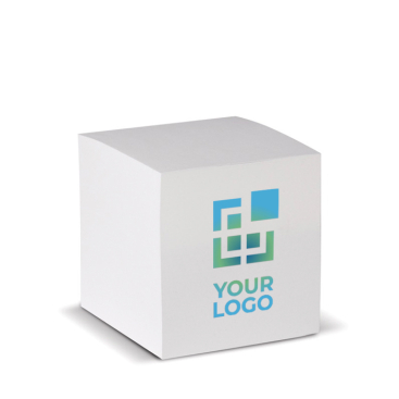 Vierkante notitieblok van 730 blanco vellen 9x9x9cm met jouw bedrukking