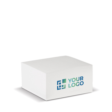 Vierkante notitieblok van 420 blanco vellen 10x10x5cm met jouw bedrukking