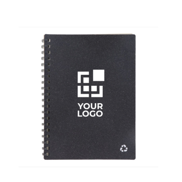 Ecologisch spiraal notitieboek van gerecycled leer met FSC-papier met jouw bedrukking