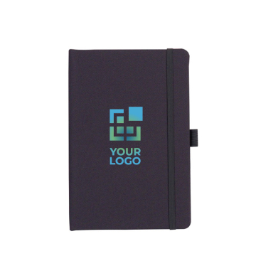 Hardcover RPET-notitieboek met elastische band en penhouder A5 met jouw bedrukking