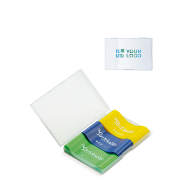 Plastic doos met 3 weerstandsbanden van diverse moeilijkheidsgraden met jouw bedrukking