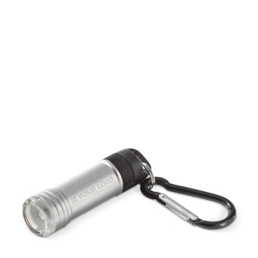 Aluminium zaklamp met karabijnhaak om overal aan te hangen met jouw bedrukking