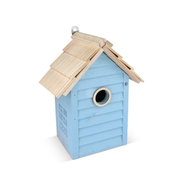 Pastelgekleurde nestkast met opening van 30mm voor kleine vogels met jouw bedrukking