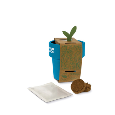 Pot met cherrytomaatzaadjes, ook te gebruiken als koffiemok met jouw bedrukking