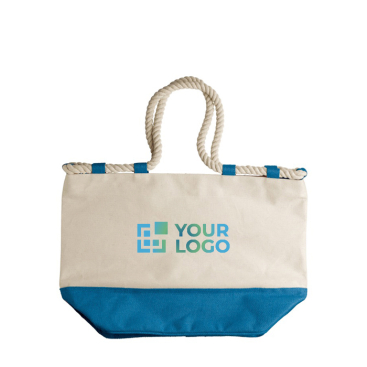 Canvas tas met gekleurde bodem en stevige koordhandvatten met jouw bedrukking