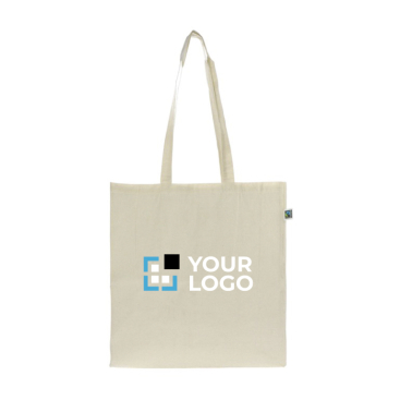 Fairtrade katoenen tas met een capaciteit van 10kg en 140 g/m2 met jouw bedrukking