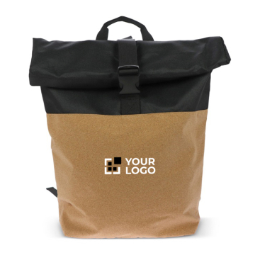 RPET en kurk roll-top rugzak met laptopvak 15'' met jouw bedrukking