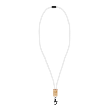 Lanyard van RPET in kleuren met bamboedetail om te personaliseren